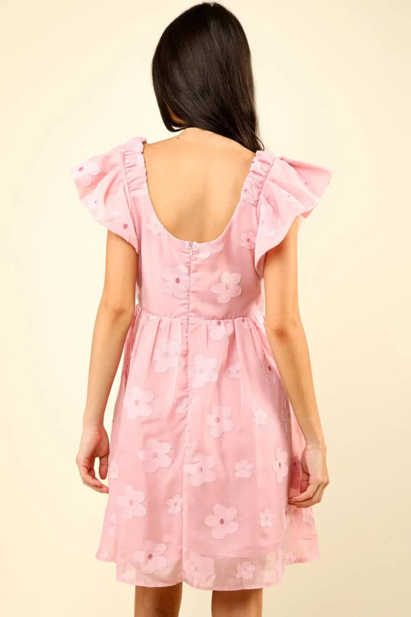 Very J Flower Embroidered Organza Mini Dress for Women