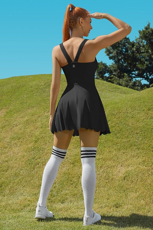 Women Workout Golf Tennis Dress with Shorts Pocket for Active Sports