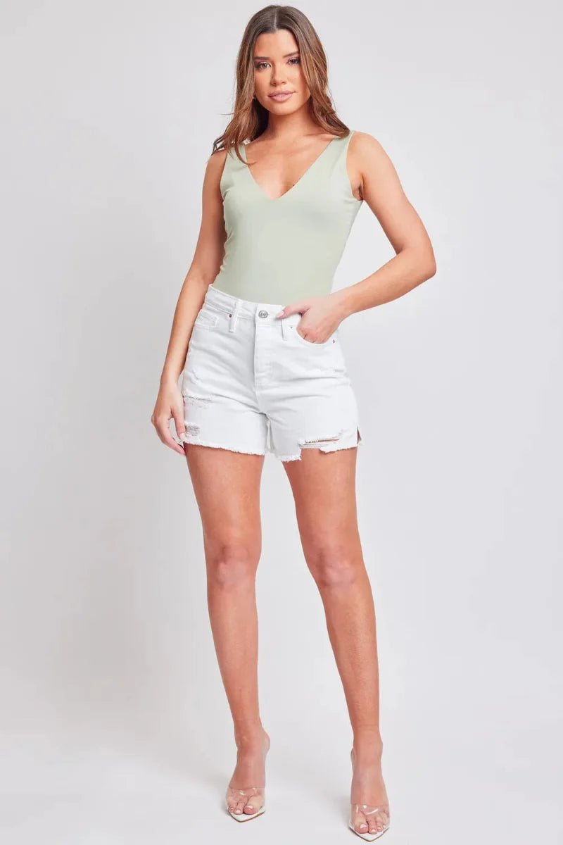 YMI Jeanswear Distressed Frayed Hem Denim Shorts for Summer