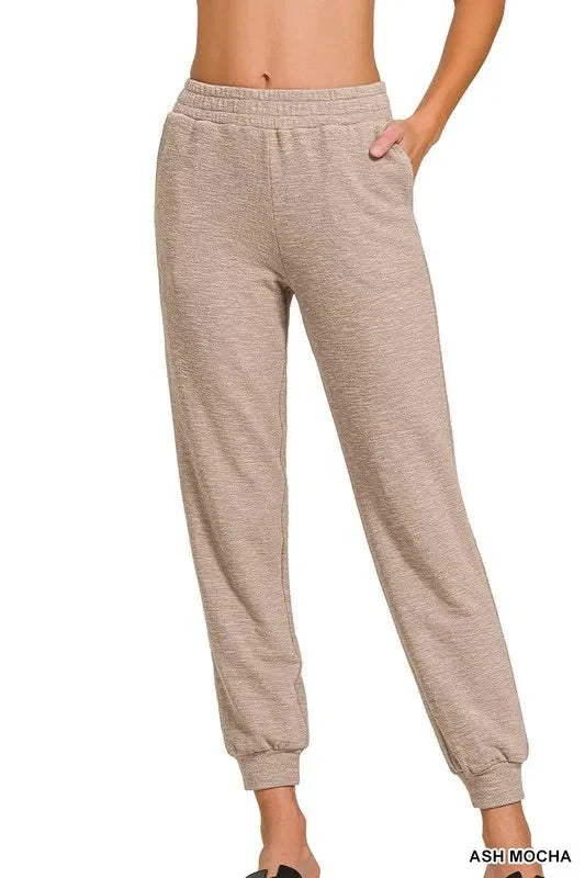 Zenana Cotton Slub Jogger Pants for Comfort and Style