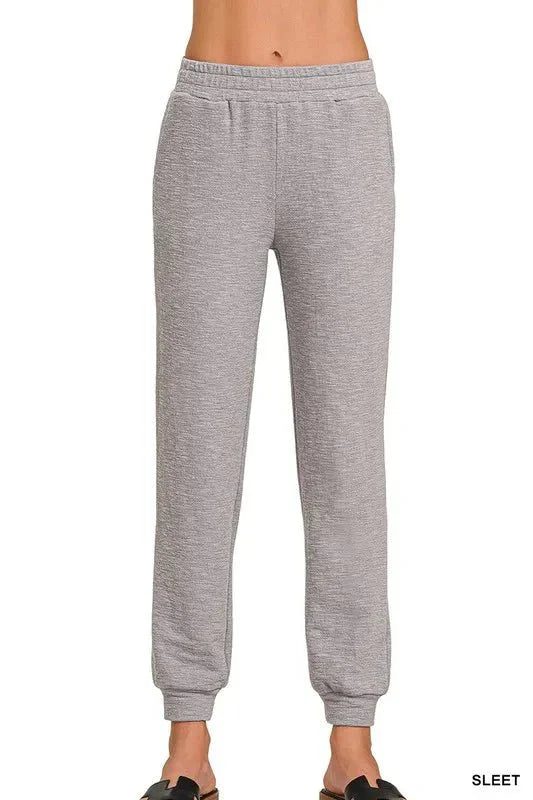 Zenana Cotton Slub Jogger Pants for Comfortable Casual Wear