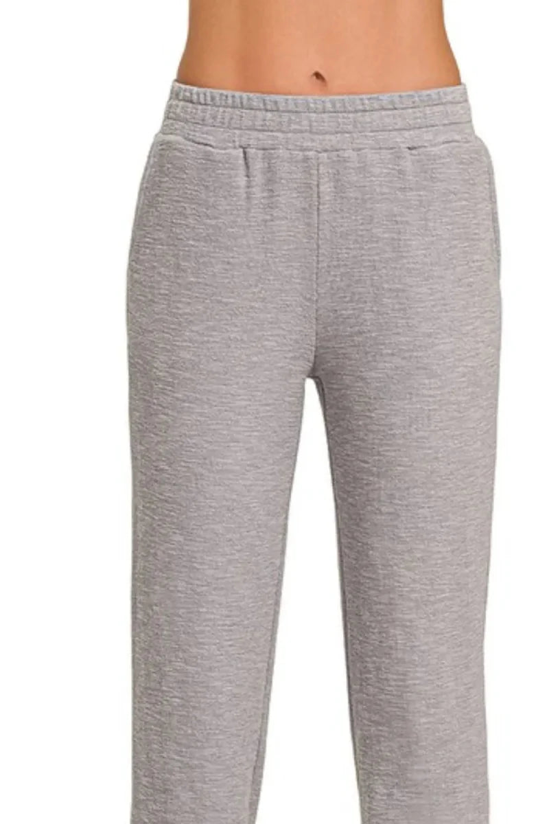 Zenana Cotton Slub Jogger Pants for Comfortable Casual Wear