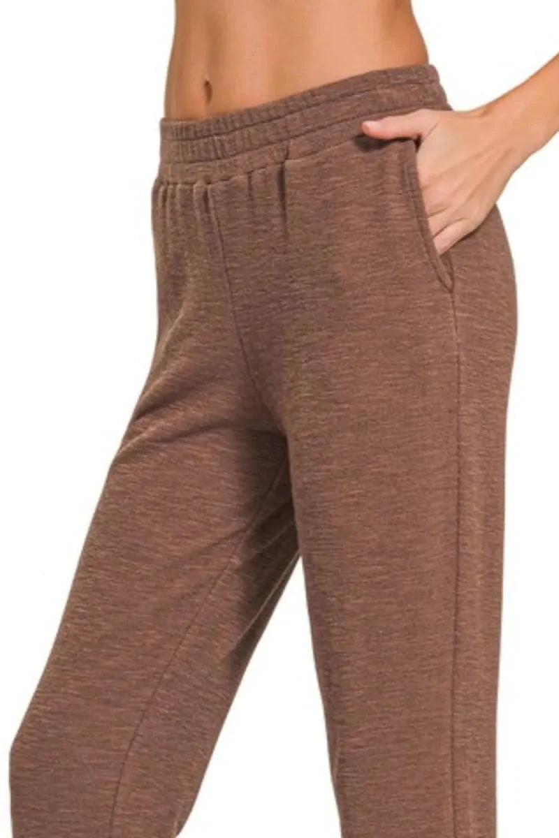 Zenana Cotton Slub Jogger Pants for Comfortable Style