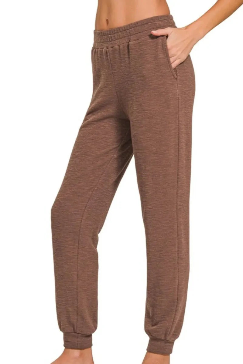 Zenana Cotton Slub Jogger Pants for Comfortable Style