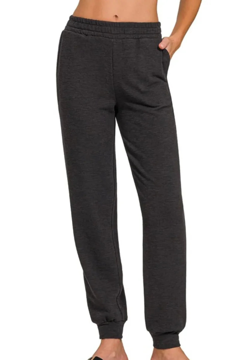 Zenana Cotton Slub Jogger Pants for Comfortable Style