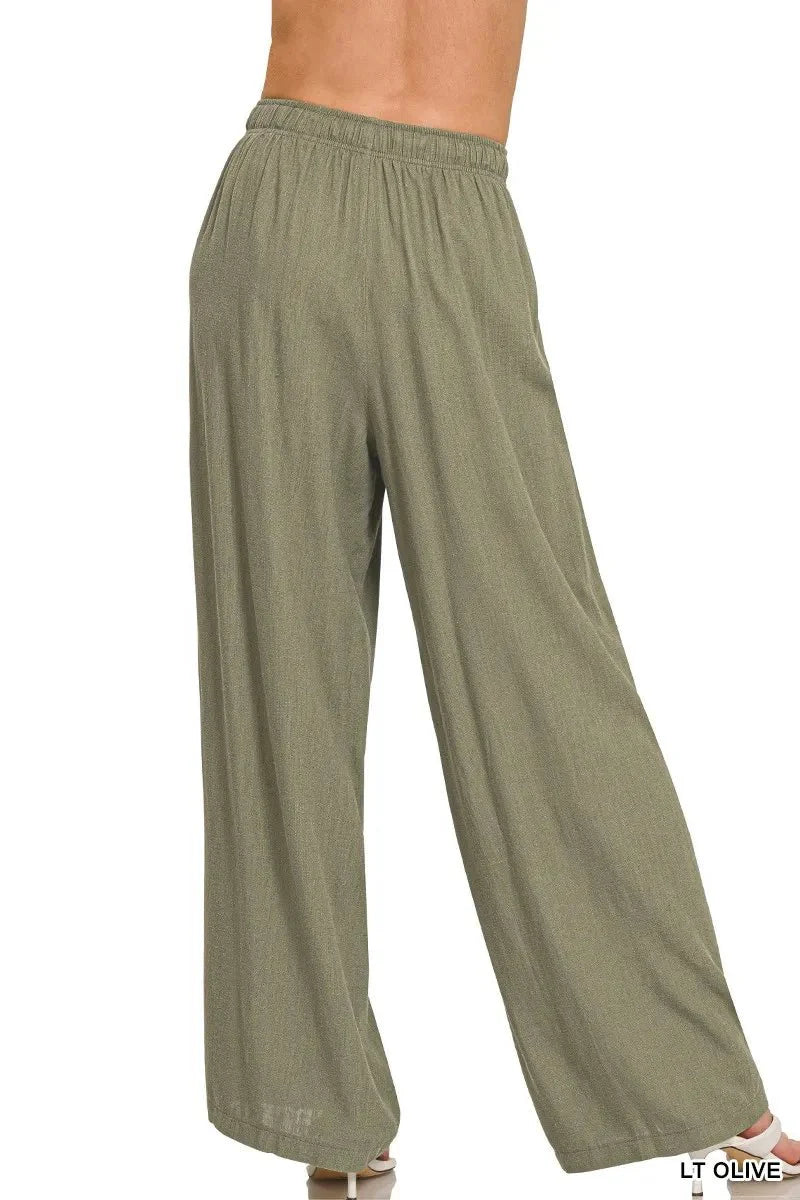 Zenana Linen Drawstring Pants for Comfortable Casual Wear