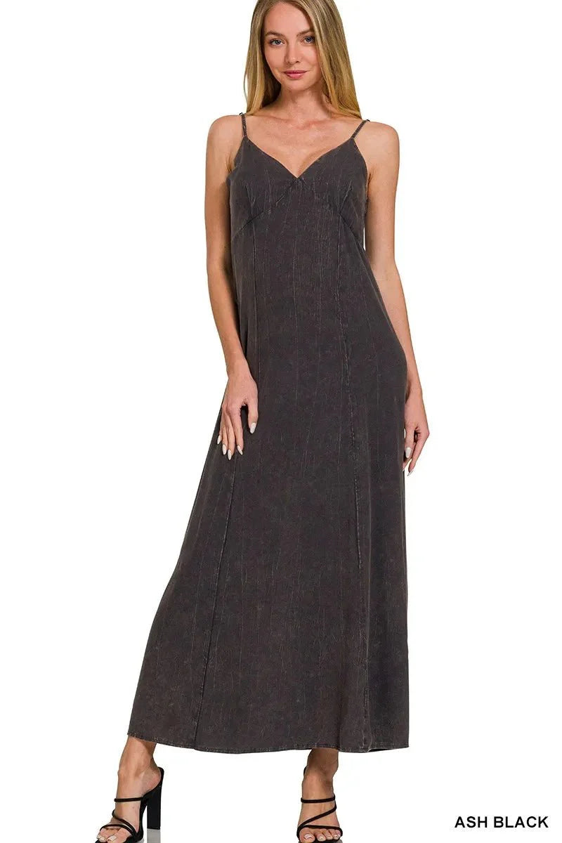 Zenana Mineral Washed Rayon Challis Cami Dress for Women