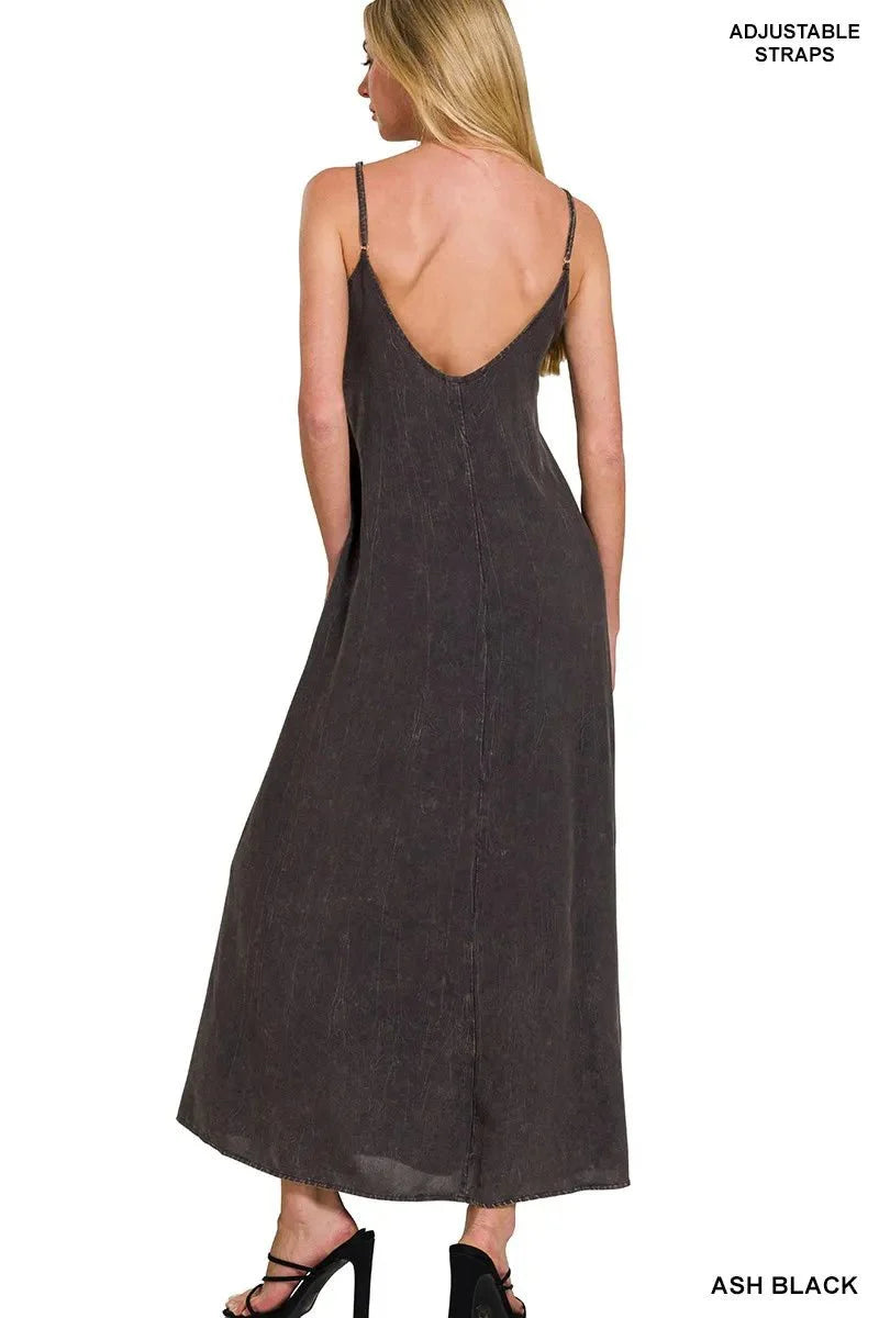 Zenana Mineral Washed Rayon Challis Cami Dress for Women