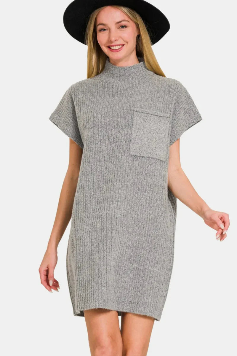Zenana Short Sleeve Sweater Mini Dress for Casual Style