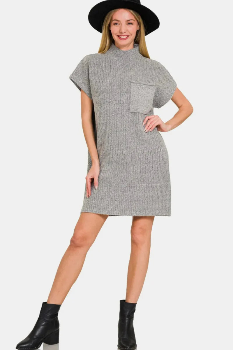 Zenana Short Sleeve Sweater Mini Dress for Casual Style