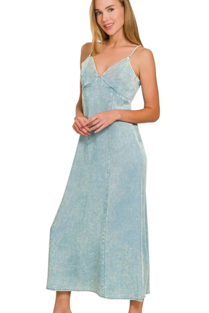 Zenana Tencel Mineral Washed Maxi Dress for Elegant Style
