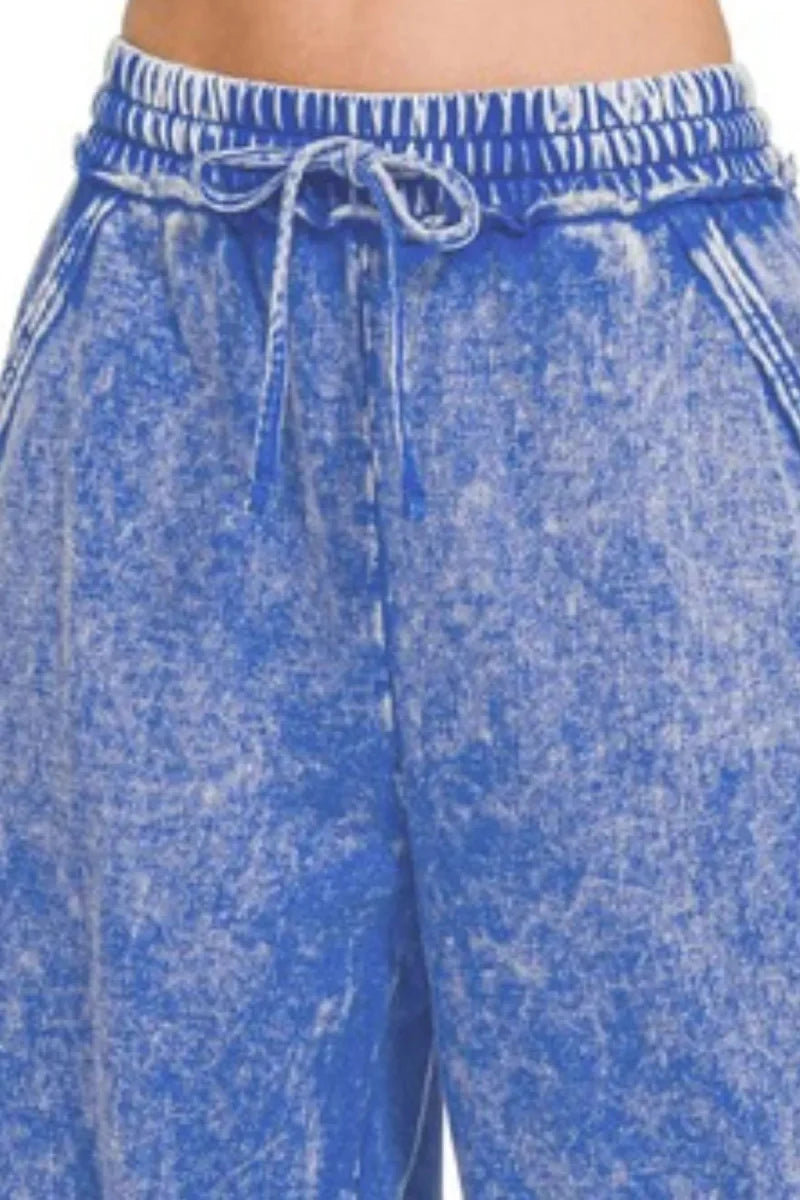 Zenana Washed French Terry Palazzo With Pockets for Women