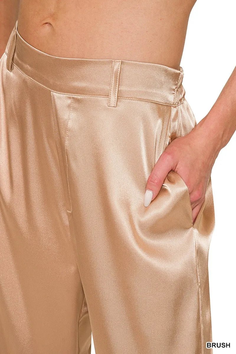 Zenana Wide-Leg Satin Pants for Elegant Everyday Style