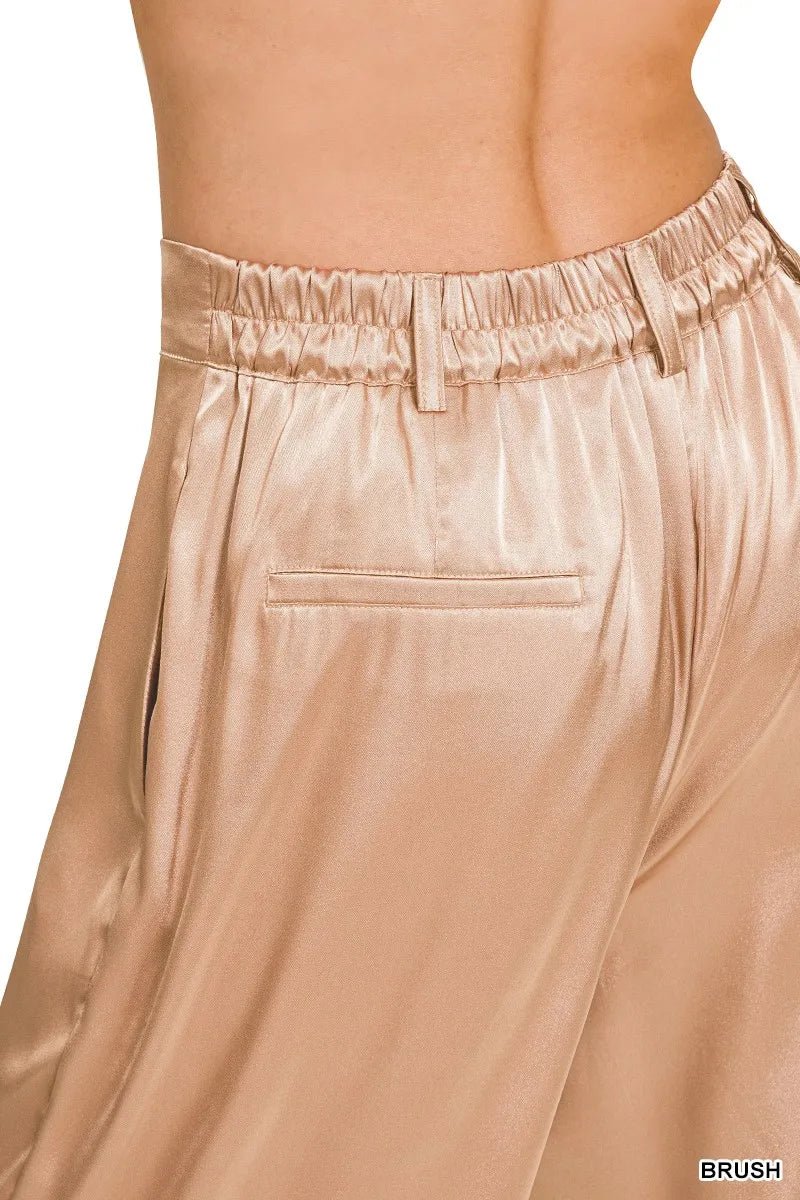 Zenana Wide-Leg Satin Pants for Elegant Everyday Style