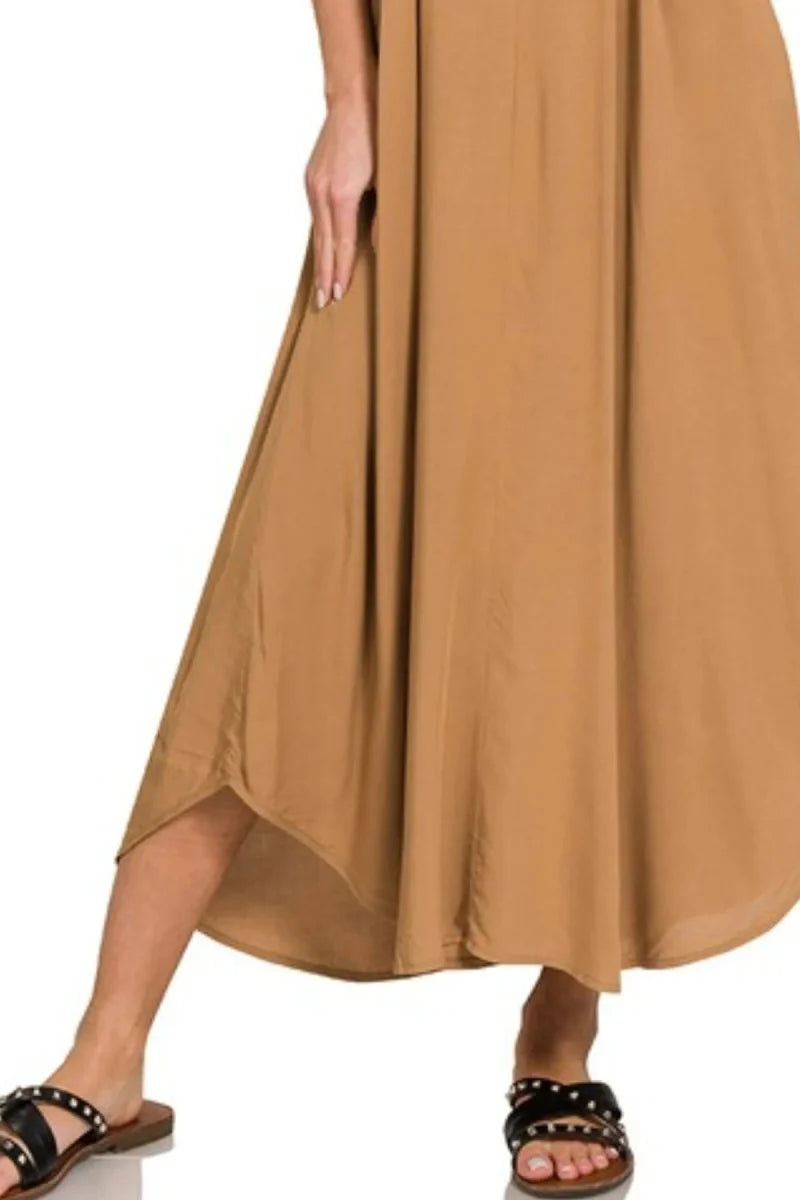 Zenana Woven Arc Hem Cami Dress With Flowy Pockets